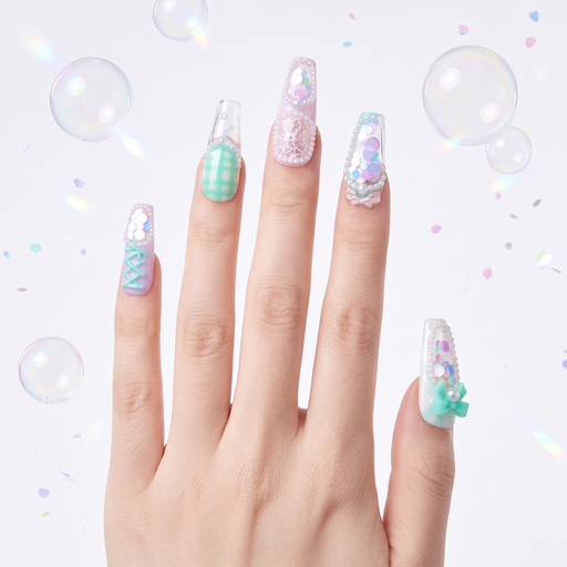 Sugarplum Picnic Liquid Handmade Press On Nails