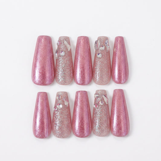 Pink Champagne Handmade Press On Nails