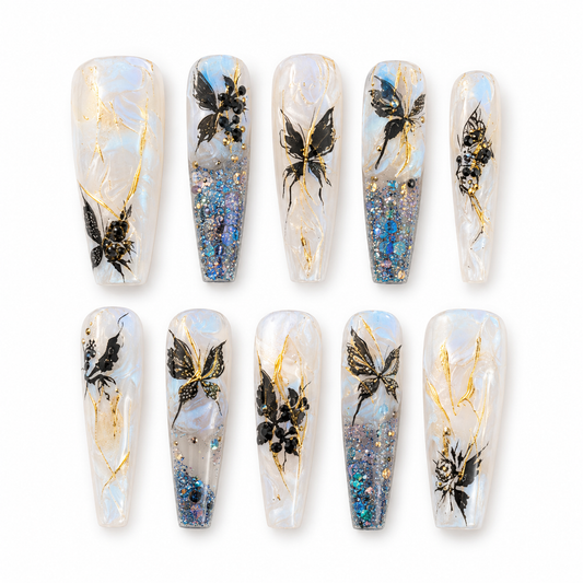 Midnight Fairytale Liquid Handmade Press On Nails