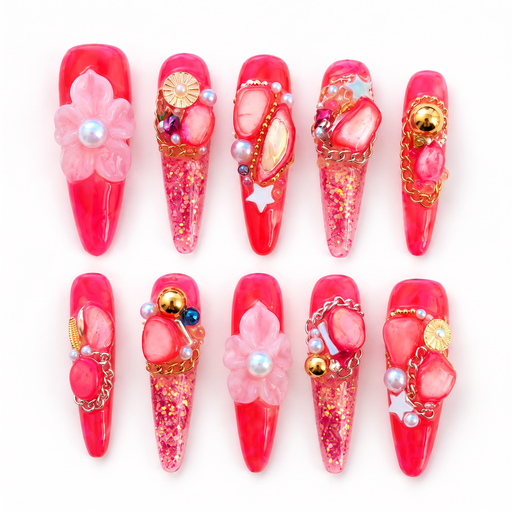 Pink Champagne Handmade Liquid Press On Nails