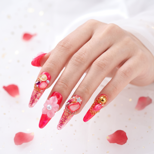 Pink Champagne Handmade Liquid Press On Nails