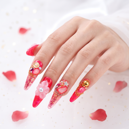 Pink Champagne Handmade Liquid Press On Nails