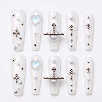 Pearly Gates Handmade Press On Nails