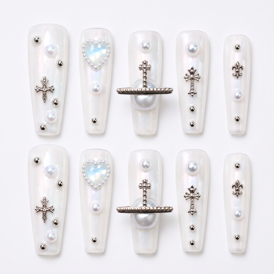 Pearly Gates Handmade Press On Nails