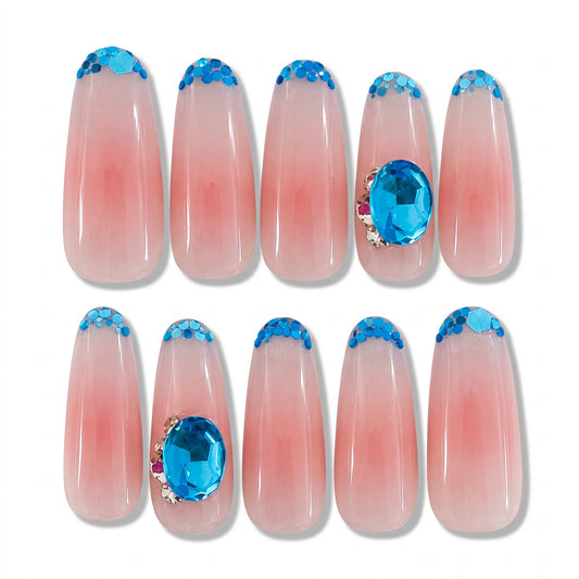 Azure Kiss Handmade Press On Nails