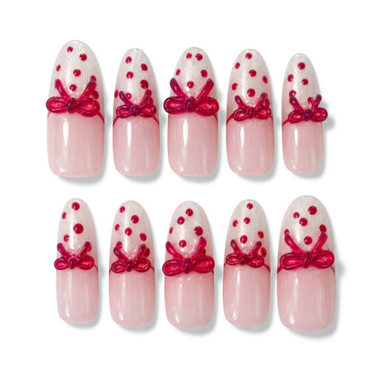 Cherry Bow Handmade Press On Nails