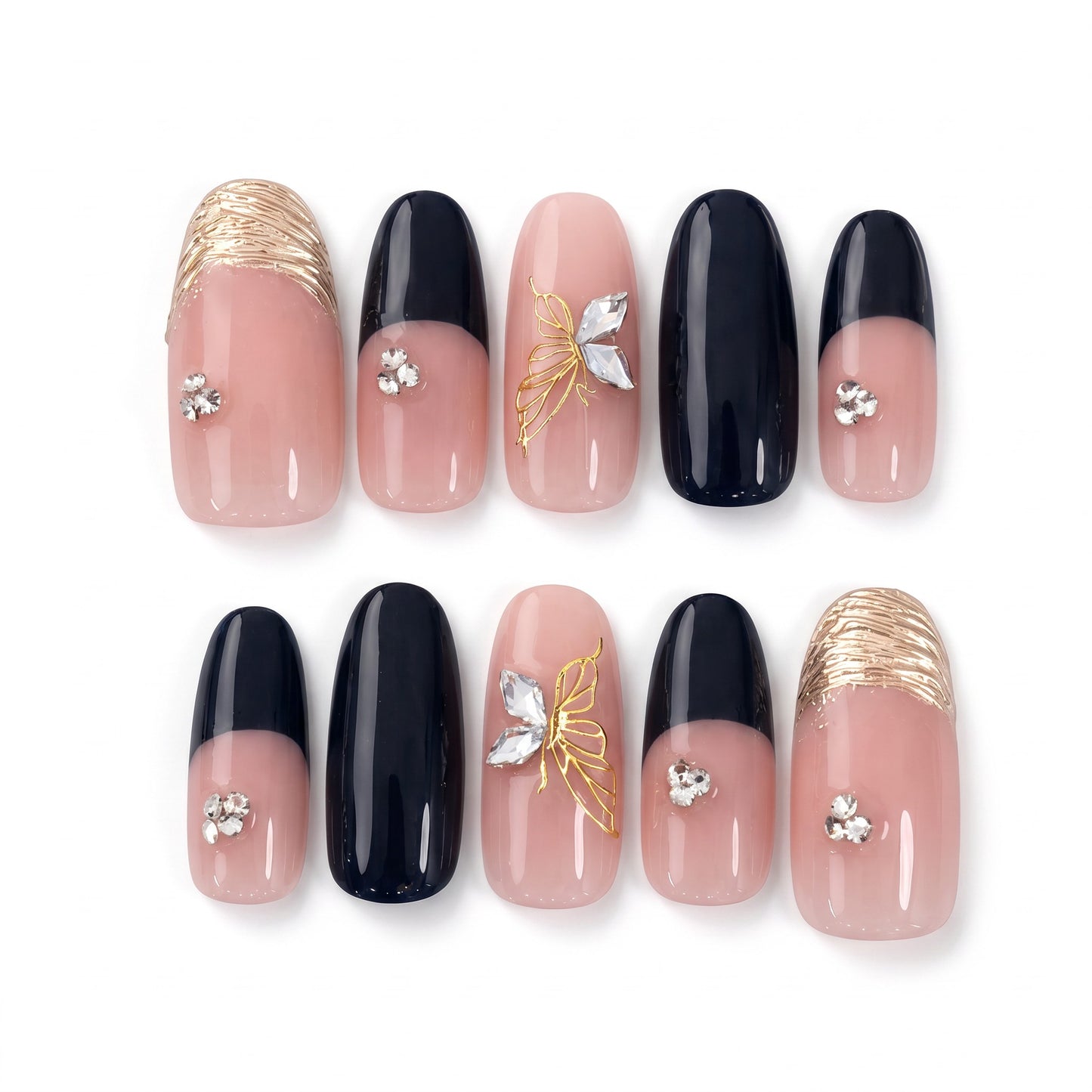Black Gold Handmade Press On Nails