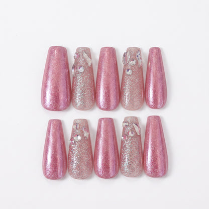 Pink Champagne Handmade Press On Nails