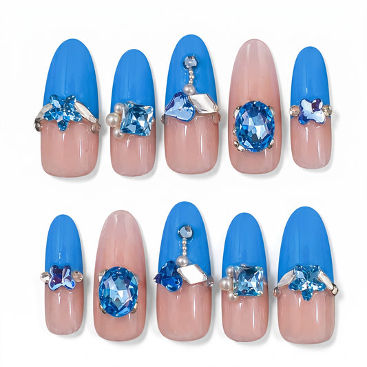 Fun Blue Press On Nails