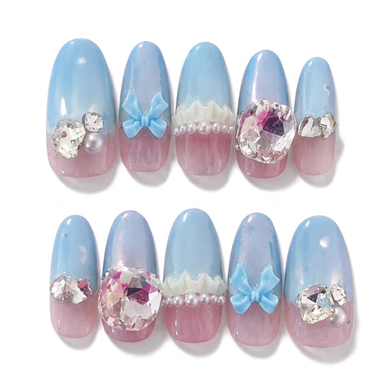 Baby Blue Princess Press On Nails