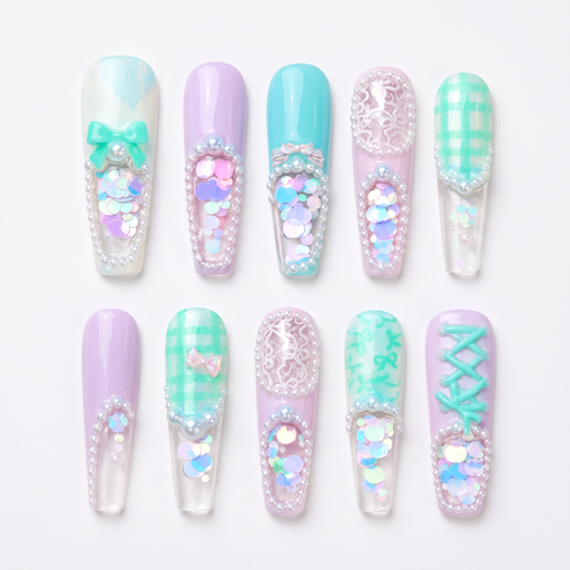 Sugarplum Picnic Liquid Handmade Press On Nails