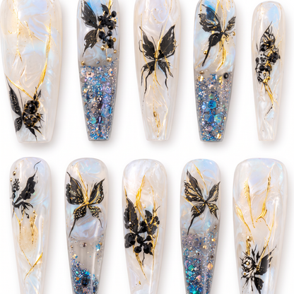 Midnight Fairytale Liquid Handmade Press On Nails